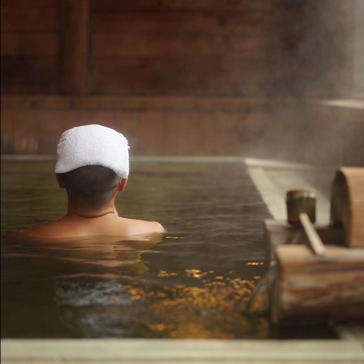 A white towel in a sauna